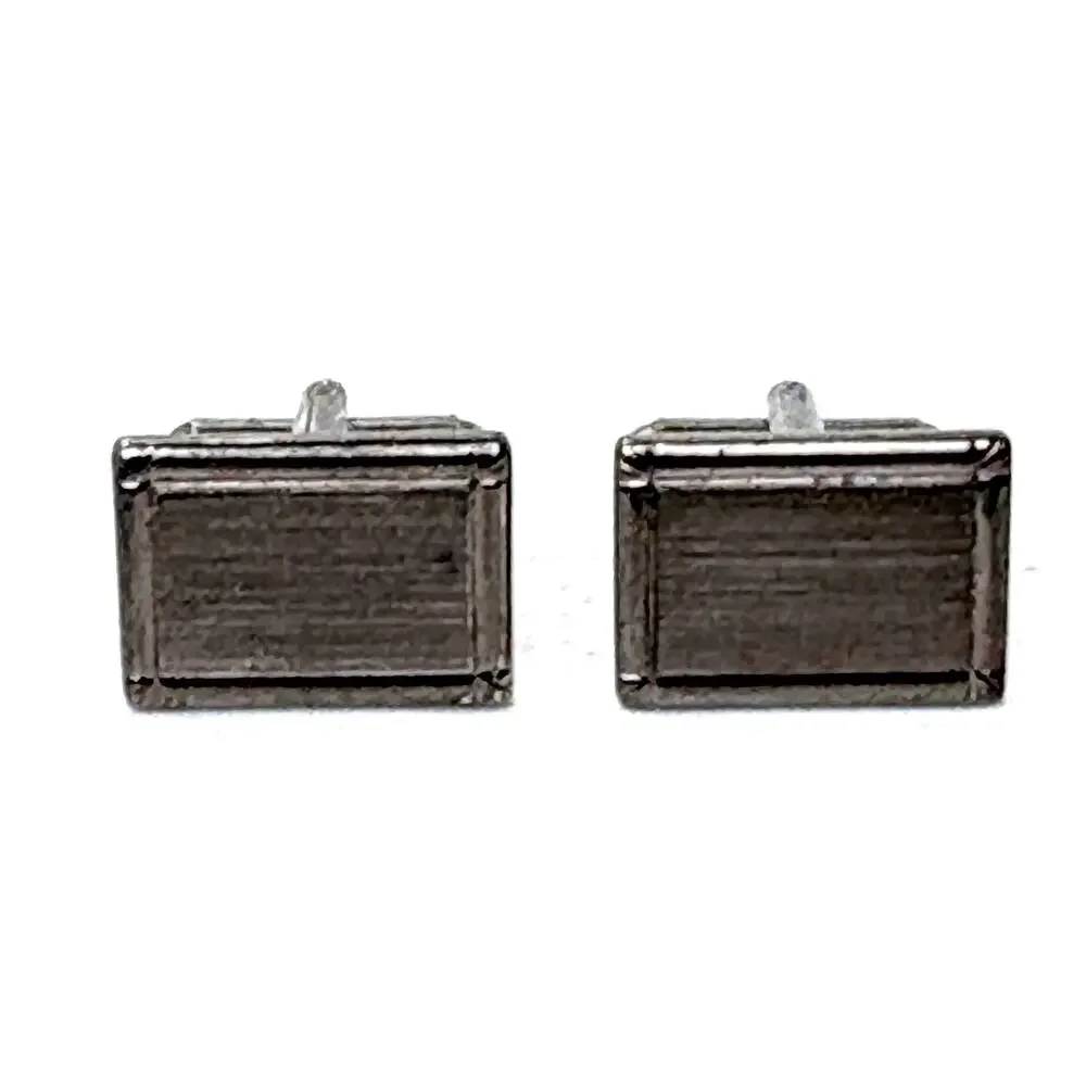 Vintage Mid Century Dark Silver Toned Cuff Links